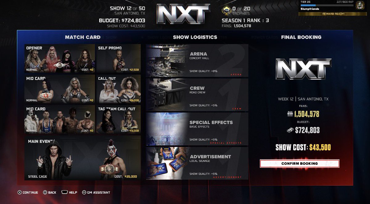 WRLDOFSLUMP's tweet image. After that I had 
Tavion vs oba
MCMG vs Lee and Psycho clown 
Kehlani vs Nia Jax 
Flammer vs lani
And then I forgot to screen shot everything else so next one is gonna start from week 24