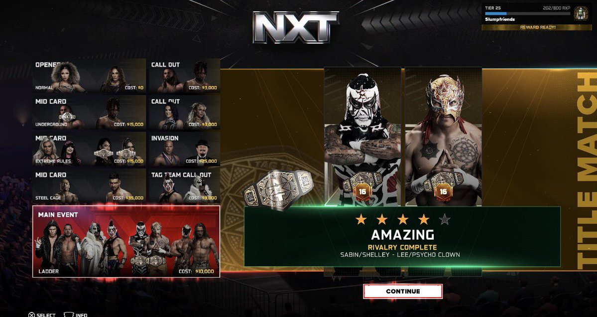 WRLDOFSLUMP's tweet image. After that I had 
Tavion vs oba
MCMG vs Lee and Psycho clown 
Kehlani vs Nia Jax 
Flammer vs lani
And then I forgot to screen shot everything else so next one is gonna start from week 24