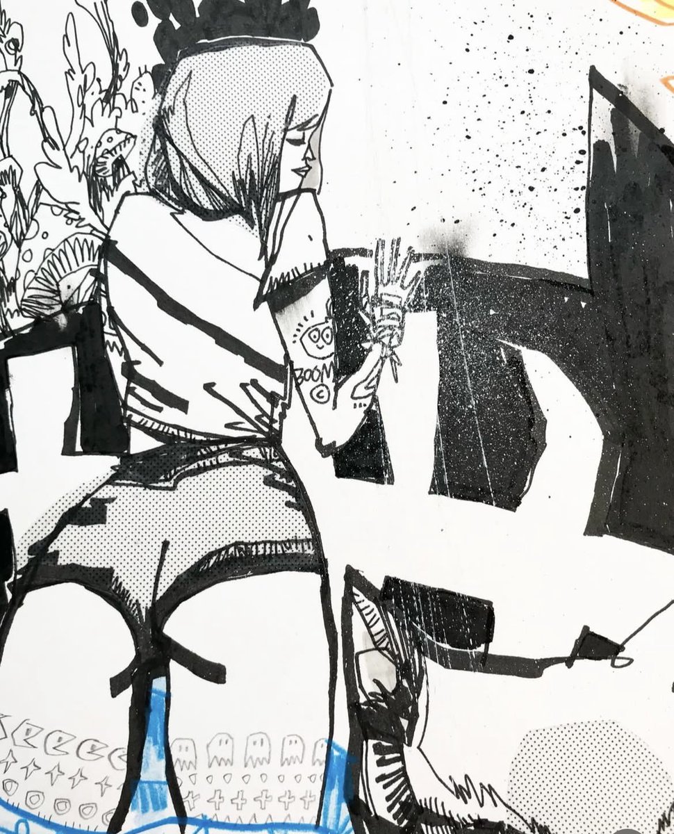Custom jams. Surfing with the creatures. Mixed media w magical zip ⚡️
💀💀💀
#mixedmedia #creatures #jimmahfood
