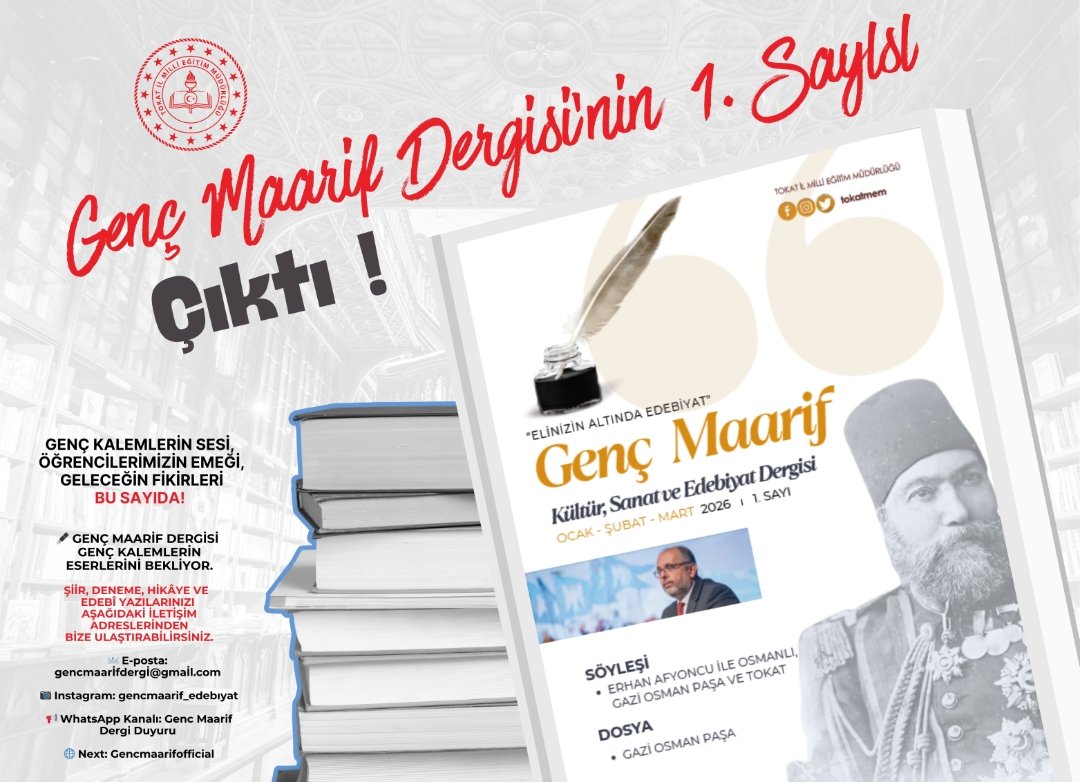 Genç kalemlerin sesi, öğrencilerimizin emeği, geleceğin fikirleri bu dergide ! 👇

Genç Maarif Dergisi çıktı..🌟👏🎊

<a href="/tcmeb/">Millî Eğitim Bakanlığı</a> <a href="/HuseyinKir64/">Hüseyin Kır</a>