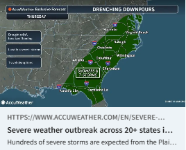 Severe weather outbreak across 20+ states into midweek brought nighttime tornado danger

accuweather.com/en/severe-weat…

Over 25% of businesses close their doors due to a catastrophe from bad weather and never re-open. Call, (813)708-0001 mystrongtower.com  #StrongTower #Church
