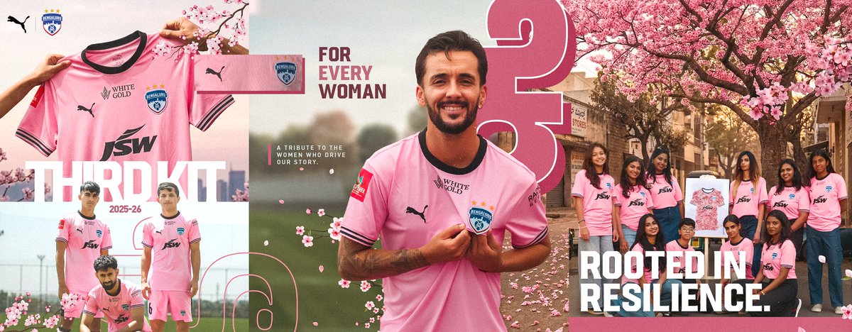 bengalurufc's tweet photo. Resilience is her foundation. Grace is her power. 🌸

The BFC Pink Kit has arrived. A tribute to the women who define our strength.

Stronger in Pink. Resilient by nature. 💖

#WeAreBFC #PinkKit https://t.co/kuz0PiwOAG