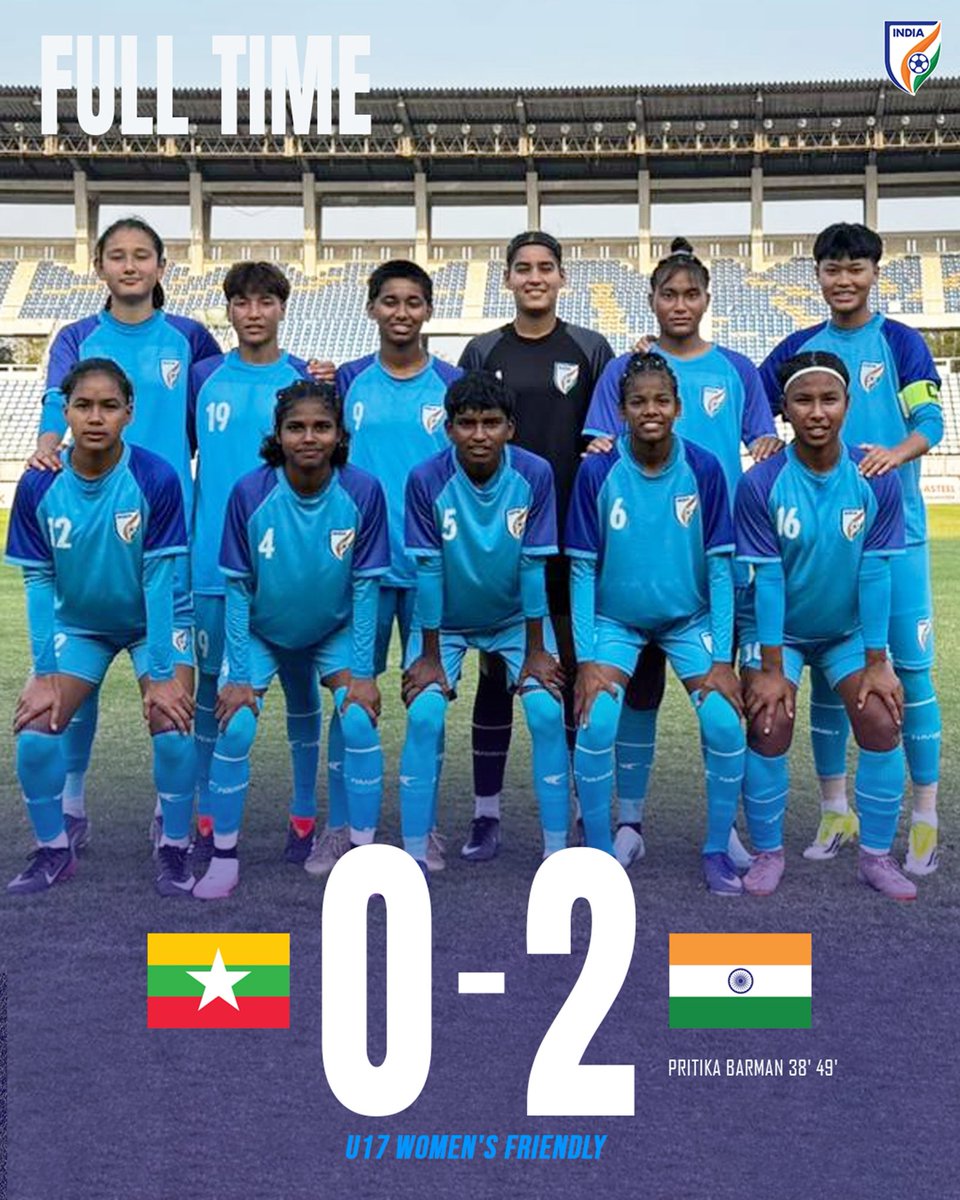 🇮🇳 Our U17 #YoungTigresses struck once in each half to win their first friendly against Myanmar 🇲🇲 in Yangon 👏

#MYAIND #IndianFootball