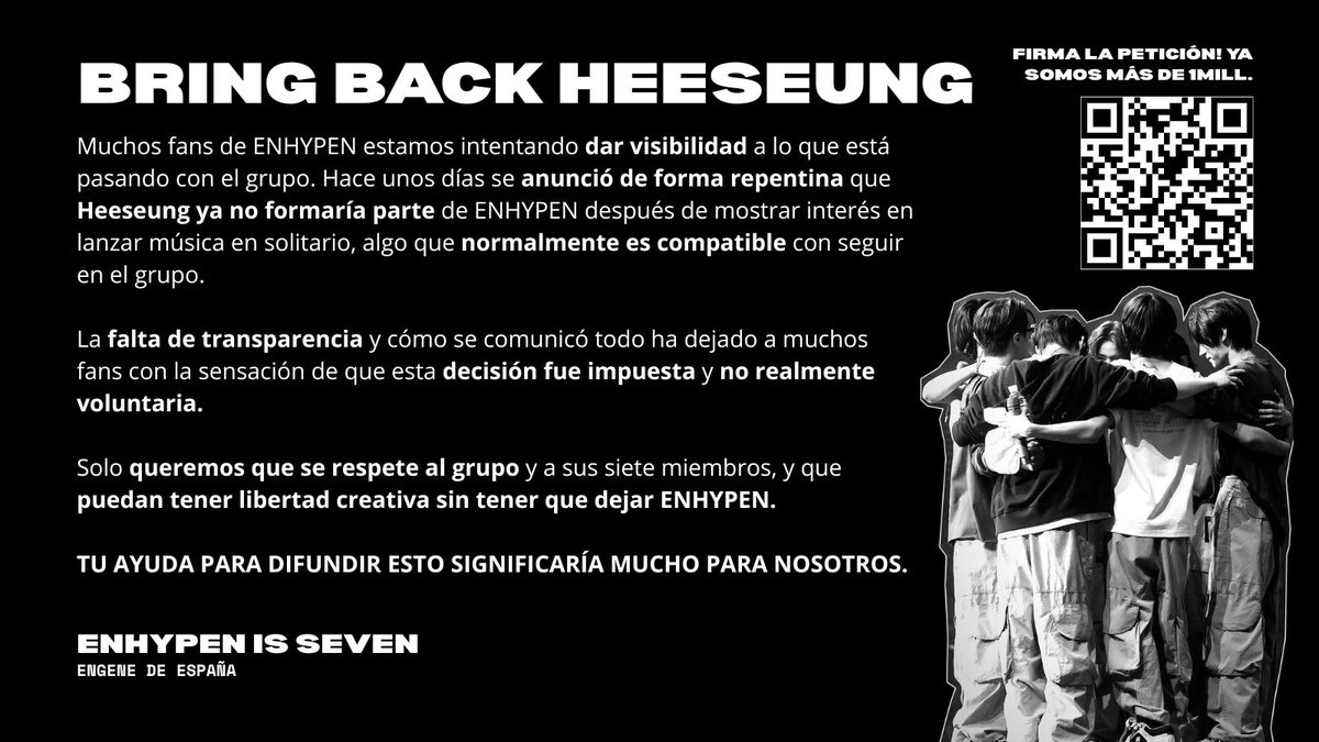 ¡HAGAMOS QUE NOS ESCUCHEN!📢

ENGENE toca hacer MUCHO RUIDO sobre la situación. Vamos a mencionar a STREAMERS, CREADORES, MEDIOS, etc. para que nos ayuden a DIFUNDIR🤲🏻

Recuerda: hacer @ y usar la foto de explicación⬇️

#BELIFTLABTREATENHYPENBETTER #ENHYPEN_IS_7
#COMEBACKHEESEUNG