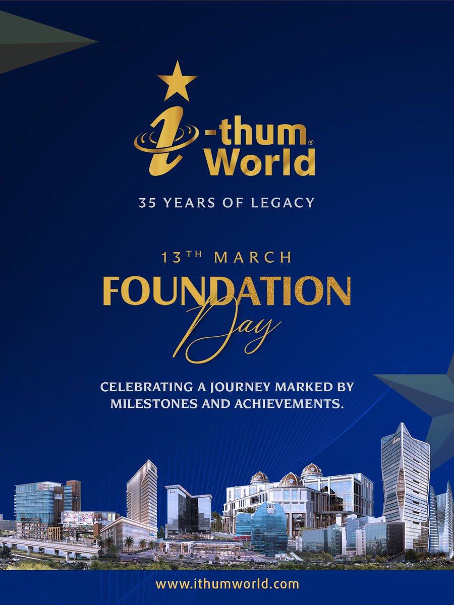 ithumworld's tweet photo. 13th March - IThum World #FoundationDay.
Celebrating a journey marked by milestones and achievements. With a legacy of over 35 years, our journey of reshaping skylines & creating growth opportunities continues with the same passion.
#IThumWorld #IThumWorldAnniversary #SBTLGroup https://t.co/wvvd4gIrtE
