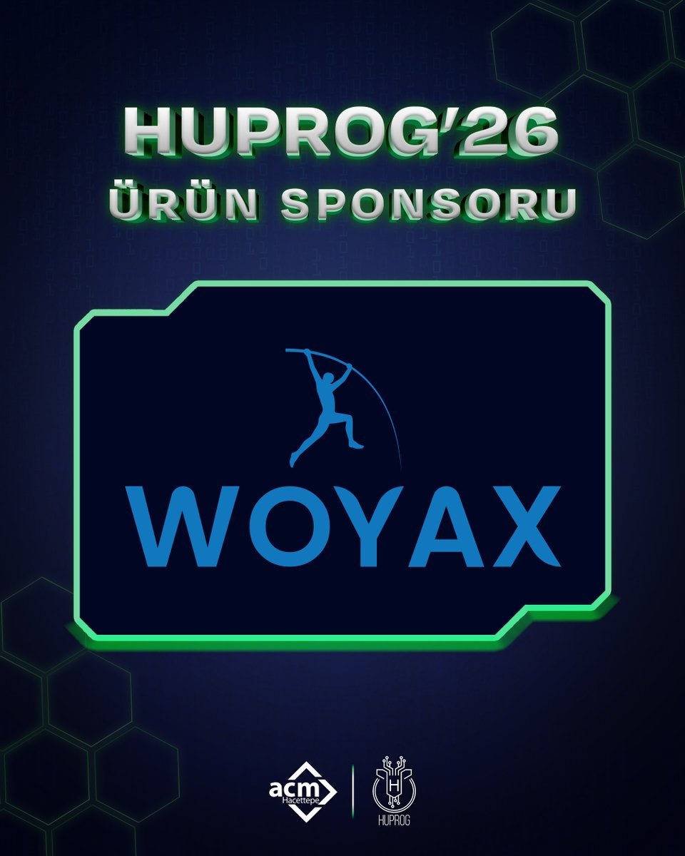 HUPROG_ACM's tweet photo. HUPROG'26 Ürün Sponsorumuz Woyax! ✨

Katkıları için çok teşekkür ederiz! 💜

#huprog #acmhacettepe #programlama #kodlama #hacettepe https://t.co/JsiSwKAbkL