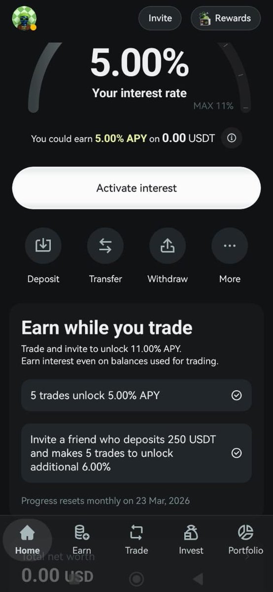 prestineHrt's tweet photo. I have spent more hours waiting for the right setup than I have actually spent in trades. For a long time, that waiting cost me nothing and earned me nothing either.
One thing I have noticed about trading over time is that a lot of capital spends most of its life doing nothing.

We talk about entries, exits, leverage, and strategies, but rarely about the quiet periods in between. The moments where funds are simply sitting in an exchange account, waiting for the next opportunity.
That reality became very obvious while testing the Grvt 2.5 mobile app.

Normally when I deposit USDT into a platform, I mentally accept that the money stays inactive until I open a position. Just parked liquidity. It exists for readiness, not productivity.

What caught my attention on @grvt_io is that this assumption changes. The same balance available for trading can earn up to 11% at the same time, without moving funds into a separate yield pool or locking them elsewhere. Everything stays within the same environment where trades are executed.

That small design detail quietly solves something traders deal with constantly: idle capital. When markets slow down or a clearer setup hasn't emerged yet, the funds are still working in the background.

The mobile interface reflected the same thinking. Balance visibility was straightforward, and the structure never forced constant asset movement between sections. It felt like one ecosystem rather than several tools stitched together.

The mention of an upcoming Aave partnership also stood out. Anyone familiar with DeFi knows Aave has survived multiple market cycles and remains a foundational part of the lending space. 
That kind of integration signals a longer horizon, where infrastructure is being connected rather than features simply stacked.

The most interesting takeaway was not a specific tool or visual. It was the idea that trading capital no longer has to sit completely idle.

Want to try it yourself? 
Use my referral link: https://t.co/v1QGtdtlYf
A deposit of 250 USDT unlocks the $250 referral reward, making it a straightforward way to start exploring the experience firsthand.
