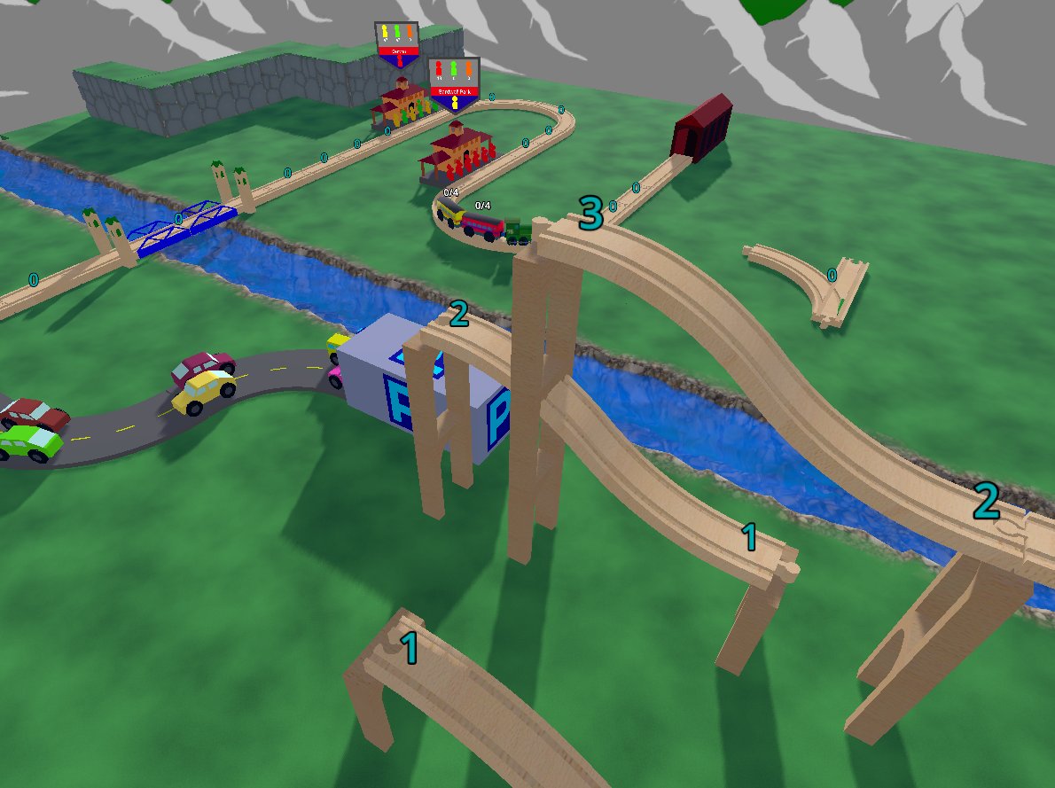 SlipOnBananas's tweet photo. My upcoming train game 'Lets Make Tracks' now has toggleable track height indicators. #indiegame #godot https://t.co/K3U9VXJLnd