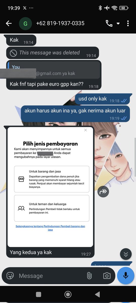 BlueStar1304's tweet photo. ‼️ SCAMMER / PENIPU ‼️

+62 819-1937-0335
DANA 081919370335
MAHESA JAKA WARDANA
PAYPAL siaaziz272@gmail.com

dia mau convert paypal usd ke idr. sejak awal aku sudah ada t&c wajib akun indonesia dan f&f (usd), jadi dia minta ini itu gak aku terima. untungnya aku cek search bar dan belum sempat transfer, dia langsung block whatsapp setelah nerima refund dari aku. hati-hati ya semua!!☺️