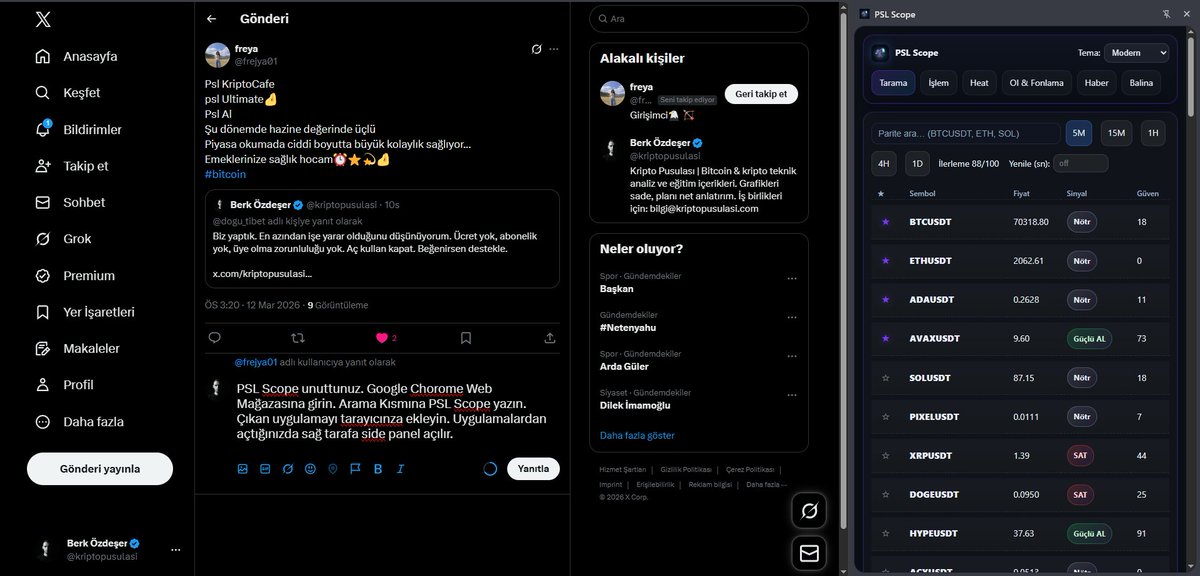 kriptopusulasi's tweet photo. @frejya01 PSL Scope unuttunuz. Google Chorome Web Mağazasına girin. Arama Kısmına PSL Scope yazın. Çıkan uygulamayı tarayıcınza ekleyin. Uygulamalardan açtığınızda sağ tarafa side panel açılır. https://t.co/G6g4LNwkk5