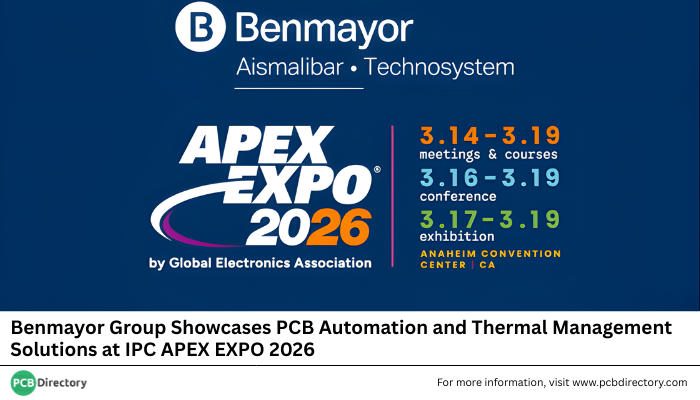 PCB_Directory's tweet image. Benmayor Group is presenting PCB automation systems and thermal management materials at IPC APEX EXPO 2026.

Read More: ow.ly/mA0650YsLCZ

#pcbautomation #thermalmanagement #pcbmanufacturing #electronicsmanufacturing