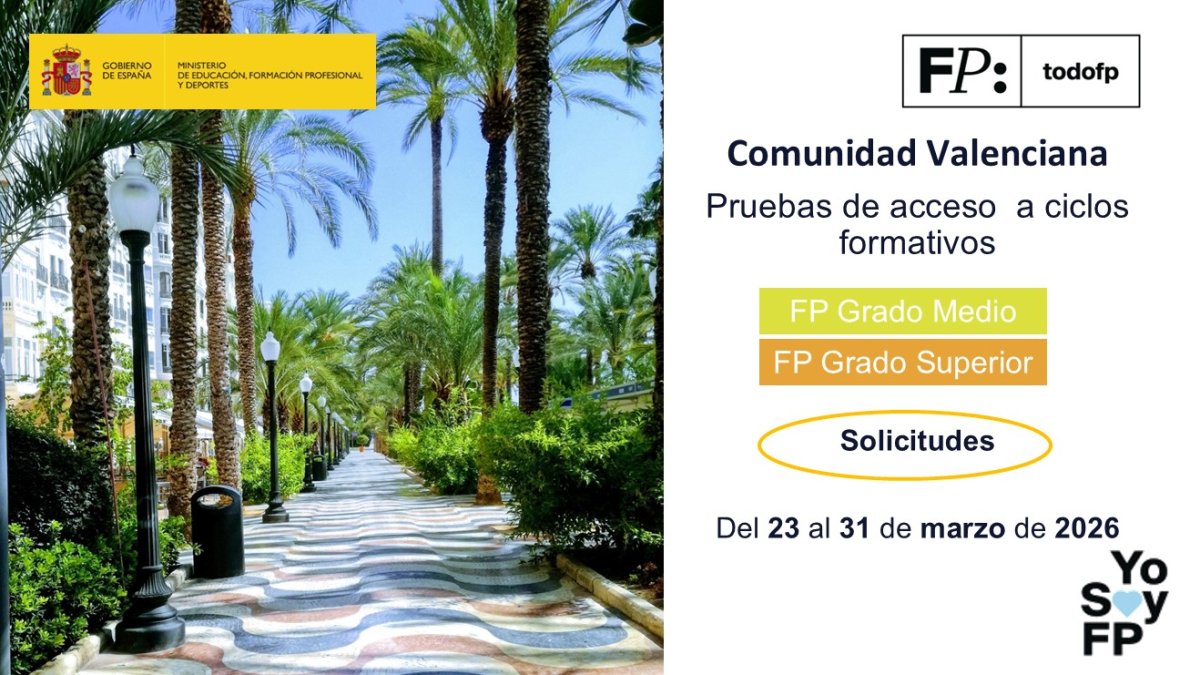 todofp's tweet photo. 📣 #FPValencia. Pruebas de acceso a ciclos formativos de FP. #TodoFP #YosoyFP
🔴 Solicitudes del 23 al 31 de marzo de 2026
🔍https://t.co/JiPqpluMNx https://t.co/bcFz5r1LDh
