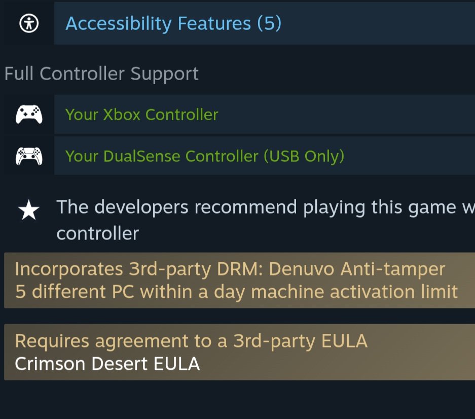 MischiefsYT's tweet image. Well there's the first catch with Crimson Desert. 
They've snuck in Denuvo mere days before release with a 5 machine limit per day.