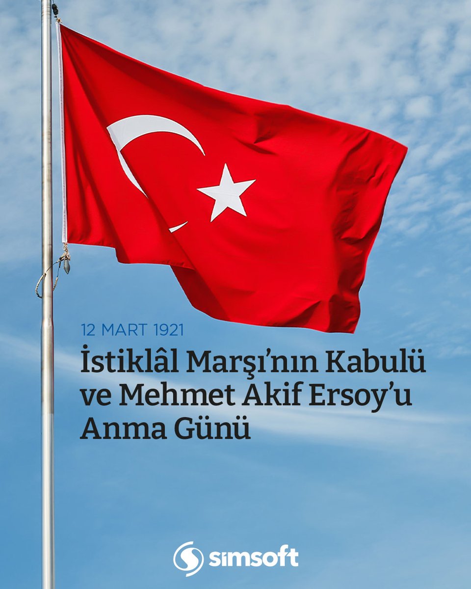 SimsoftOfficial's tweet photo. İstiklal Marşı’mızın kabulünün 105. yılında; Milli Şairimiz Mehmet Akif Ersoy’u ve İstiklal Mücadelemizin tüm kahramanlarını saygı ve minnetle anıyoruz.

“Allah bu millete bir daha İstiklal Marşı yazdırmasın.”
— Mehmet Akif Ersoy
#Simsoft #İstiklalMarşı #12Mart https://t.co/pwWarqzFGu