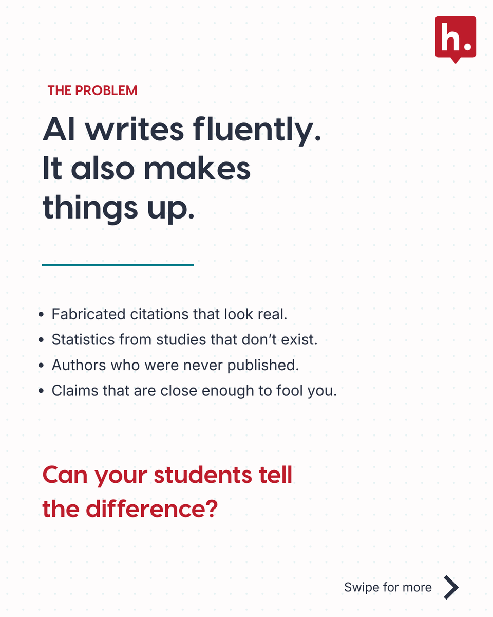 hypothes_is's tweet photo. We built a free AI literacy activity and we're giving it away.Four AI-generated passages with real hallucinations hidden inside. 

Check out the AI Literacy Course Pack here: https://t.co/qb3zgPHHCK https://t.co/nNLdt8qO7R