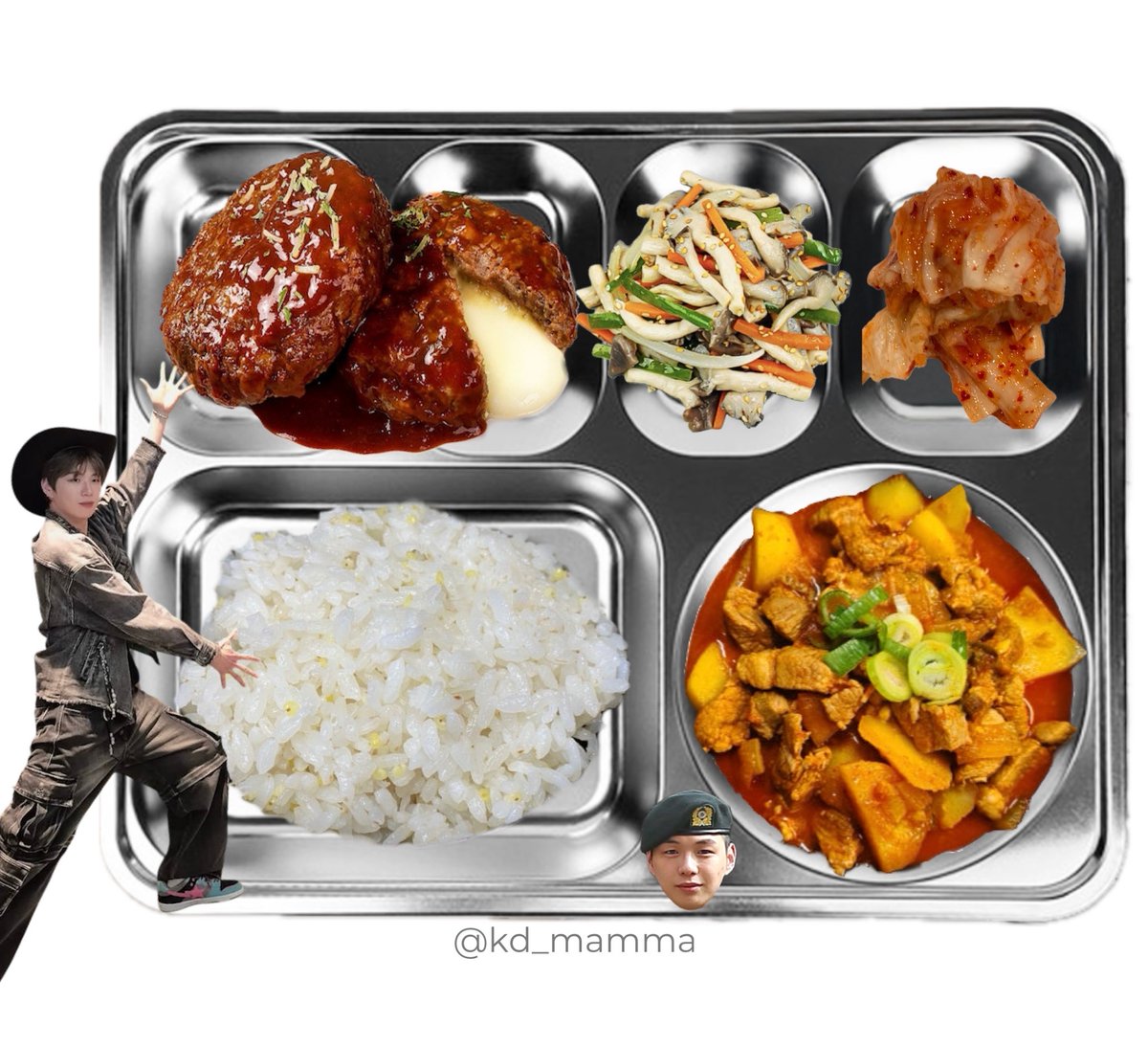 〔 2026년 3월 13일 조식 〕
밥
돼지고기고추장찌재
느타리버섯볶음
치즈함박스테이크
배추김치
   ᑎ__ᑎ      ᐱ__ᐱ     ᕱ__ᕱ
   (˶.•o•˶)    ( .•ω• )    ( .•⤚• )
ଘ(ა 🧀 )    (ა     ૮)｡   (      ٩)੭