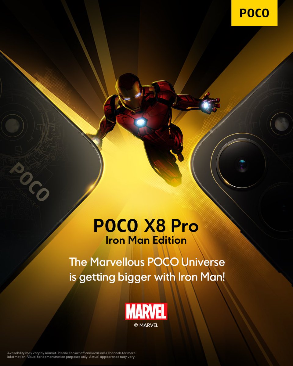 IndiaPOCO's tweet image. The MPU, aka The Marvellous POCO Universe, just got an upgrade with the Avenger that started it all, our very own Iron Man. 

Stay tuned for the limited edition POCO X8 Pro that’s straight out of Tony Stark’s imagination!

#POCOX8ProIronManEdition #POCO #X8Pro