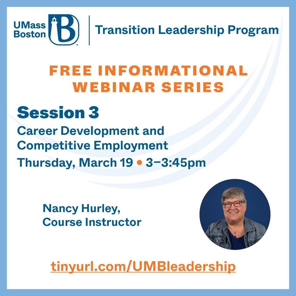Strengthen your leadership skills in transition education &amp; services for youth with <a href="/UMassBoston/">UMass Boston</a> Transition Leadership Program (TLP)! Join our next info session on 3/19 at 3pm! go.umb.edu/portal/transit…