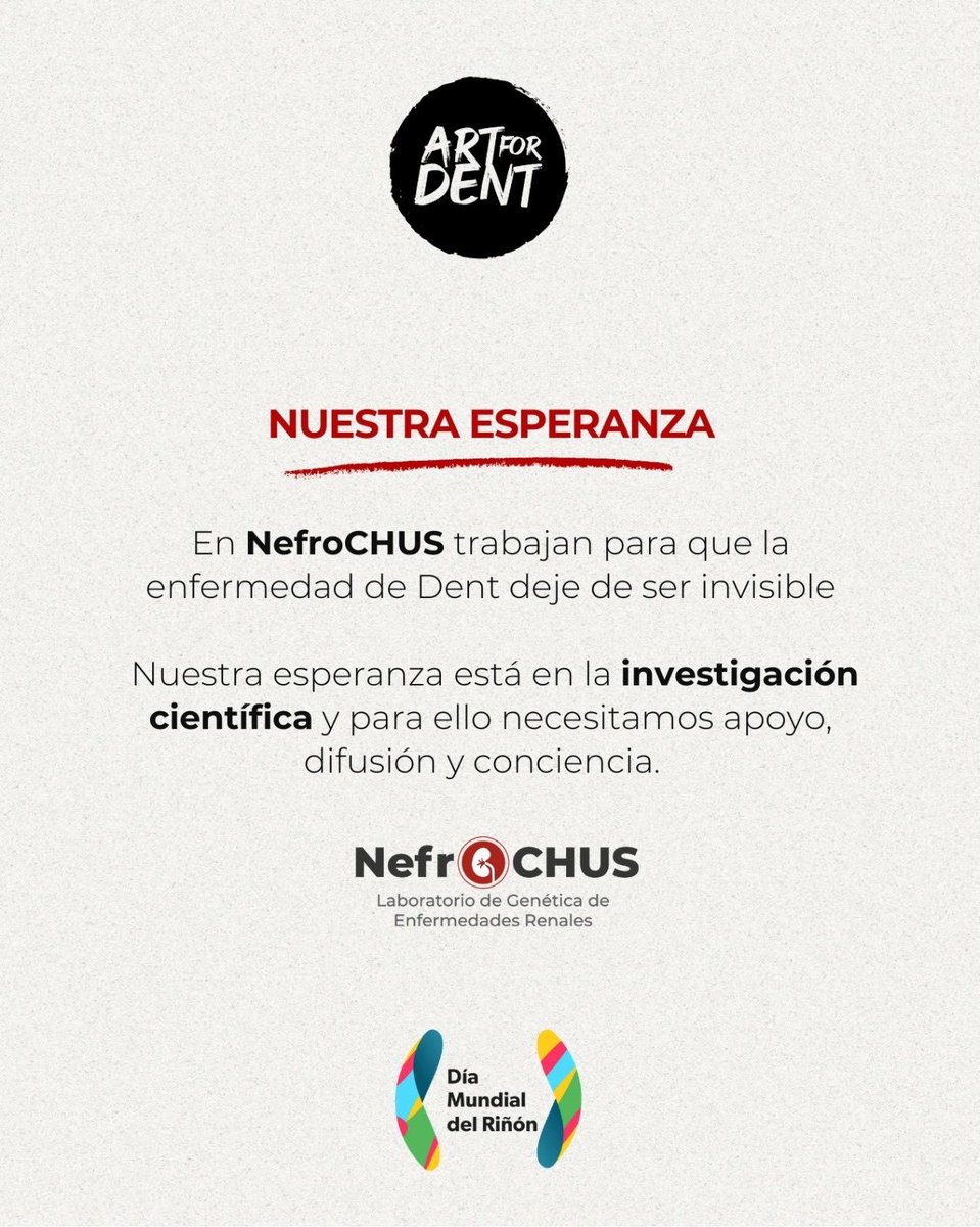 ArtforDent's tweet photo. Día mundial do riñón ❤️
Damos visibilidade e apoiando a investigación da enfermidade de DENT no @NefroChus https://t.co/bpJjpV7WcL
