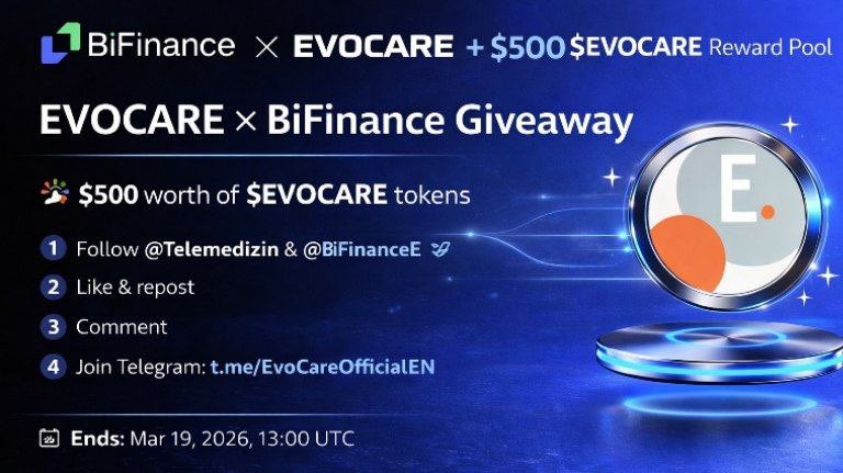 🎉 EVOCARE × BiFinance Giveaway  - $500 Reward Pool

To celebrate $EVOCARE’s listing on <a href="/BiFinanceE/">BiFinance</a>, we’re giving away $500 worth of $EVOCARE tokens to 100 lucky participants.

How to join:

1️⃣ Follow <a href="/Telemedizin/">EvoCare</a> and <a href="/BiFinanceE/">BiFinance</a> 
2️⃣ Like &amp; repost this post
3️⃣ Comment below
4️⃣