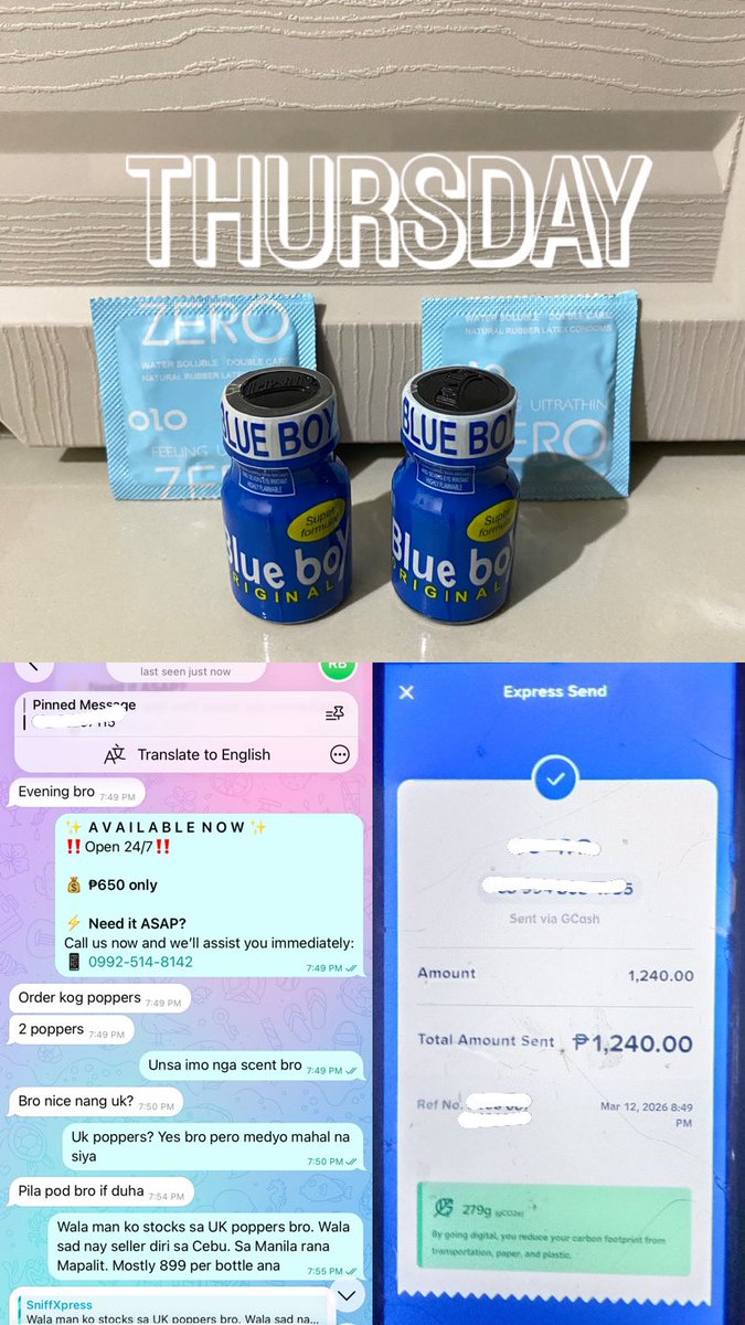poppers_cebu's tweet photo. 2 bottles bound to Mandaue City
—Blue Boy
—Condom (free)

‼️Open 24/7, Can deliver Anytime‼️
✨Available for WHOLESALE and RETAIL

💰₱650

📩 Telegram: https://t.co/a2m50TagQP
📱/Viber/Text: 09925148142
#altercebu #cebualter #Altercebu #Cebualter #poppersforsale https://t.co/juYuL71daE