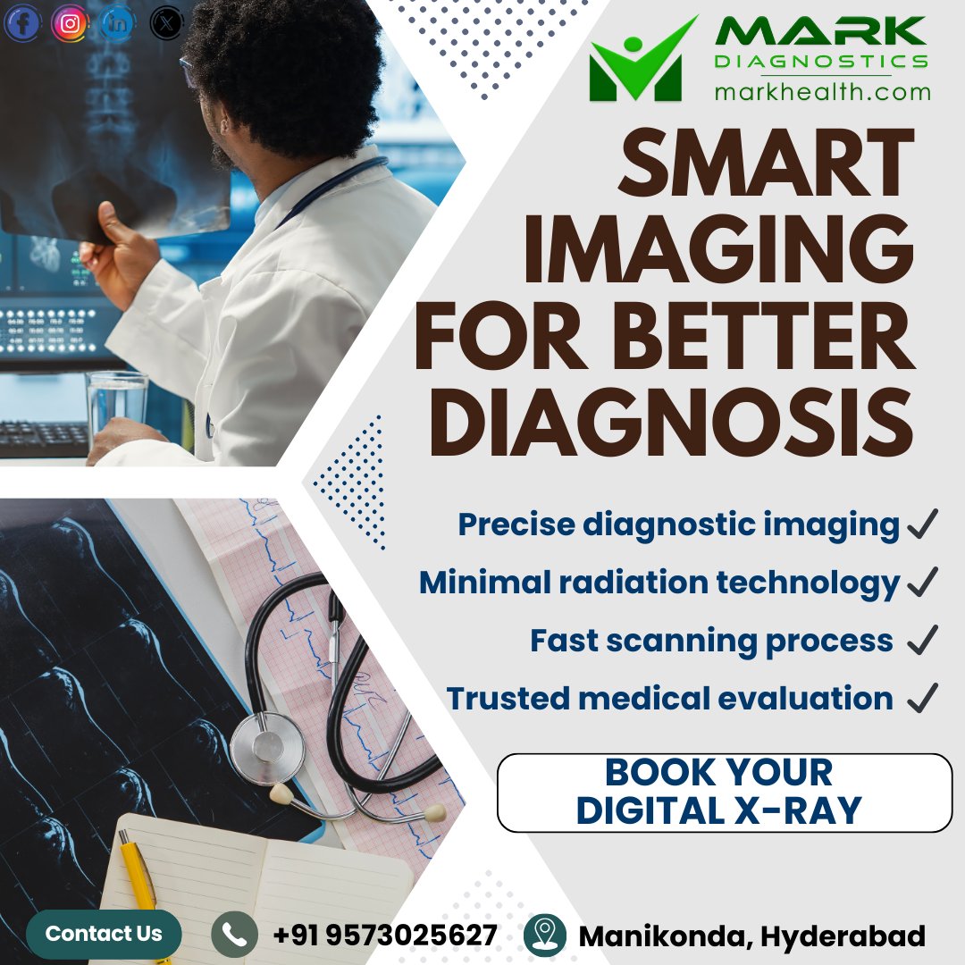 MarkDiagnostics's tweet image. Need a Digital X-Ray?
Get fast scanning, minimal radiation, and accurate reports at Mark Diagnostics.
📍 Manikonda, Hyderabad
📞 +91 9573025627

#MarkDiagnostics #DigitalXray #Healthcare #Diagnostics #Manikonda #Hyderabad