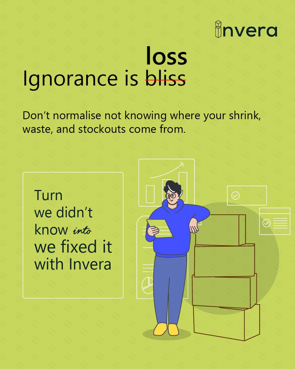 inverasolutions's tweet photo. If stockouts and wastages are visible in broad daylight, why let their causes hide in the shadows? 

End the ignorance with Invera's blockchain‑backed real time tracking and fix it with smart redistribution.

Upgrade at https://t.co/qSjpXQp2MS

#invera #inventory #blockchain https://t.co/rp9wLsyorW