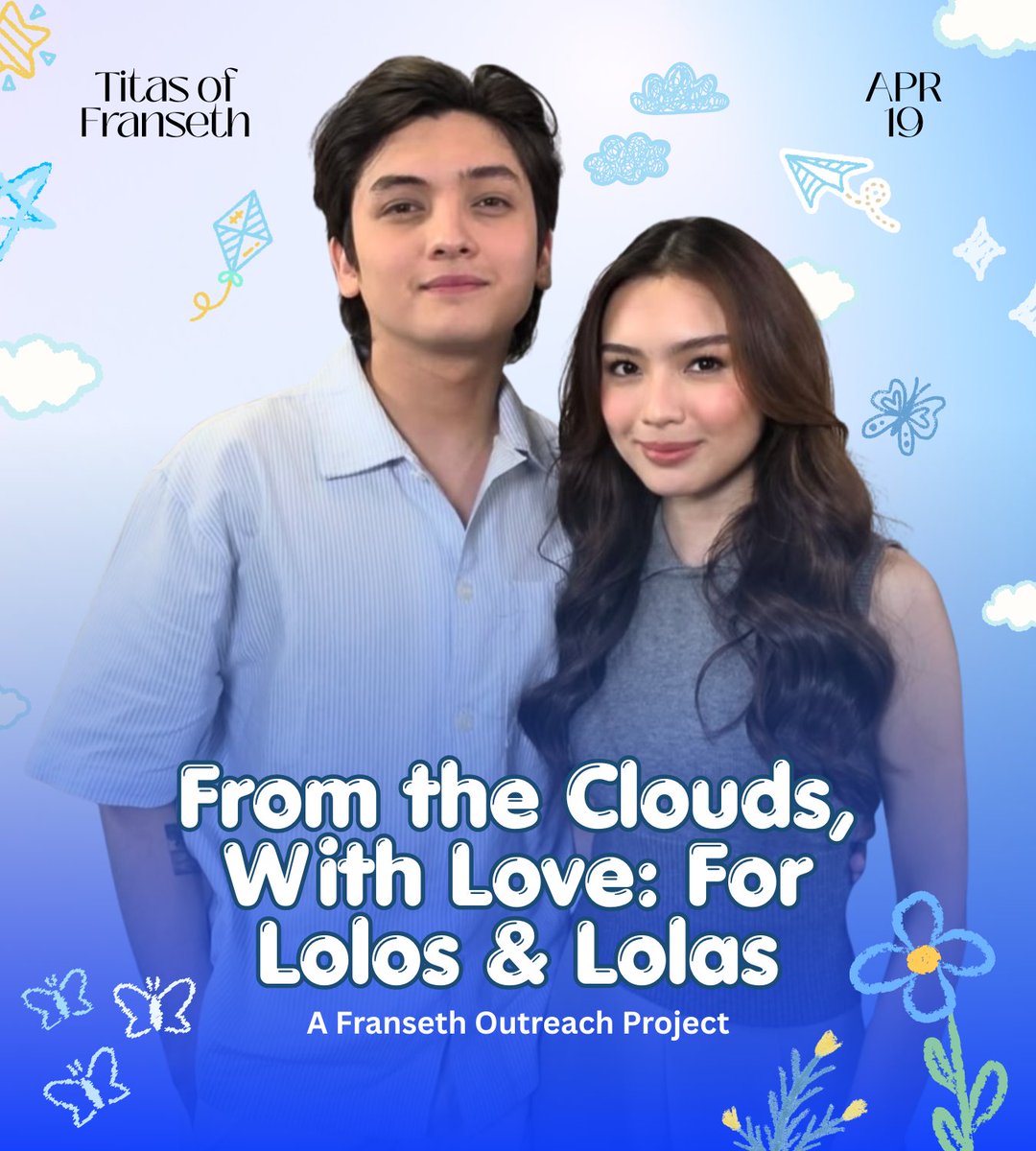 titasoffranseth's tweet photo. From the Clouds, With Love: For Lolos &amp; Lolas ☁️✨

Cloudies! on April 19, we will be having an outreach program, where we will be visiting the Elderly to share love and care, two things that we so much love about our cloudies parents! 💙💫

#Franseth #FrancineDiaz #SethFedelin https://t.co/jNvfigXqrW