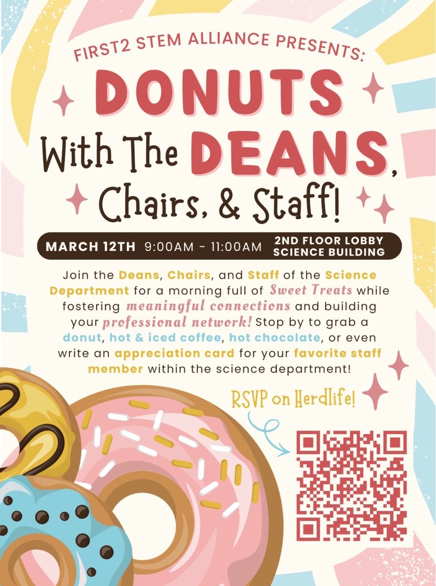 Donuts with the Deans! Today from 9 - 11 a.m. in the Science Building 2nd Floor Lobby! Hope to see you soon!🍩💚#marshalluscience #marshalluengineering