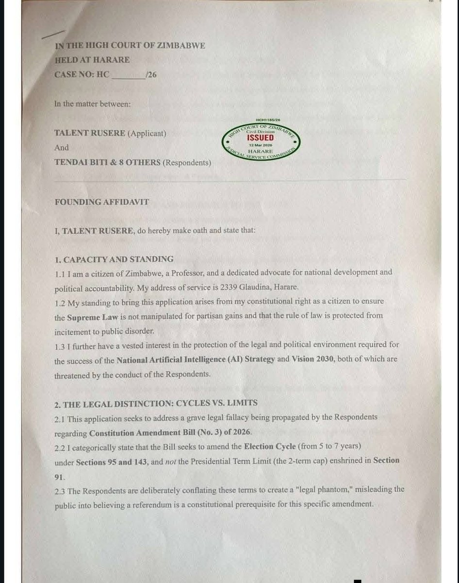 MakomboreroH's tweet photo. This is crazy but shows that ZanuPf is far from winning their 2030 agenda to extend the presidential term through constitutional Amendment Number 3.

Abusing the courts to stop the people from exercising their rights to expression is a new low for ZanuPf and it will not work.

This is a signal to amplify and intensify our #NoTo2030 resistance.