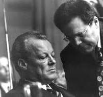 Ironically, Brandt himself was brought down by the Guillaume Affair, an espionage scandal in which one of his personal aides, Guenter Guillaume, was found to be an East German spy. Brandt resigned over the affair in 1974. Here they are in a picture that has since become iconic: