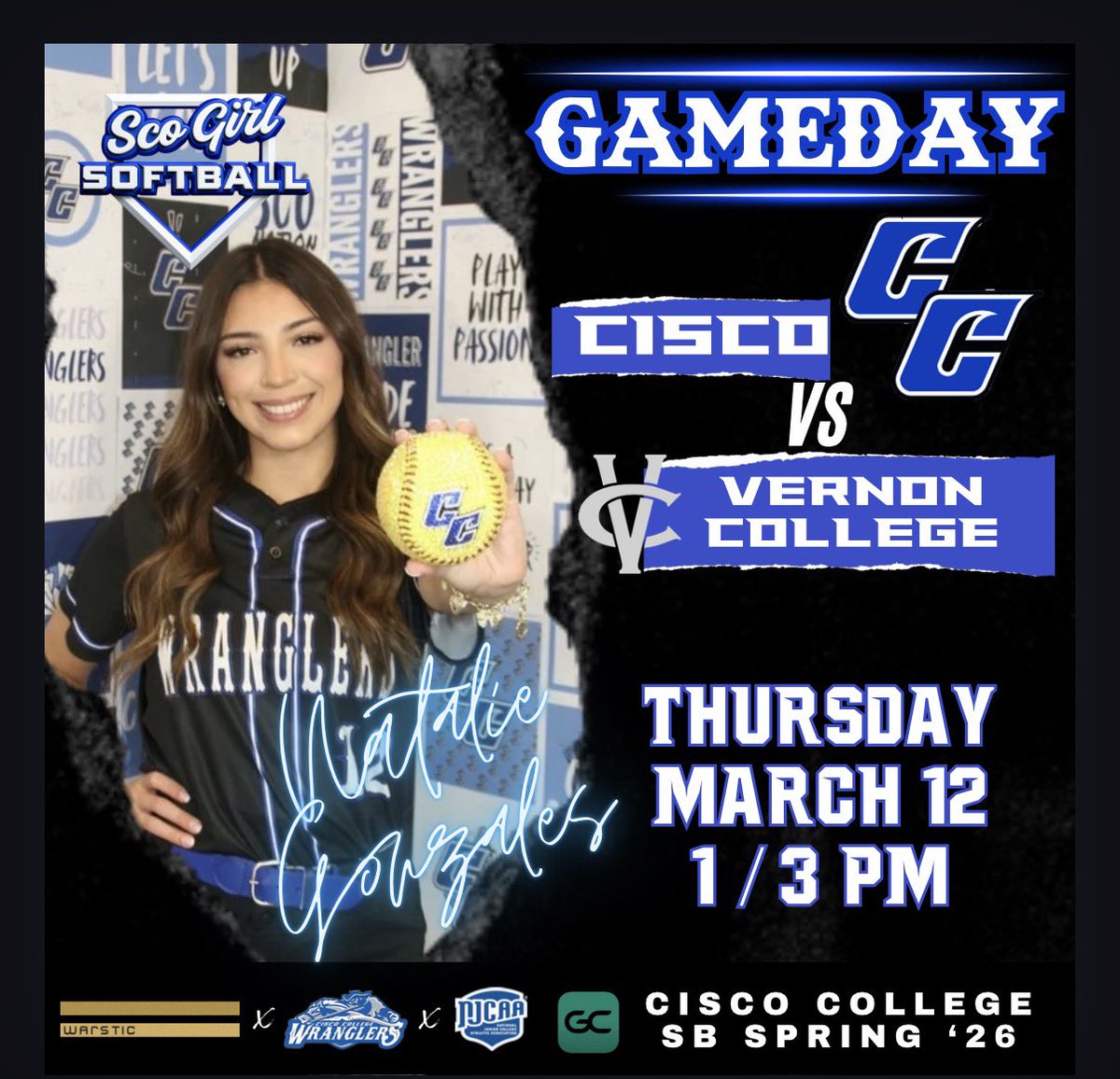 💙🥎IT’S GAMEDAY! 🥎💙
It’s conference time!!! Your Sco Girls open up conference play today at home vs. Vernon College!
First pitch at 1pm!

#ScoGirlSB

🆚 Vernon College
🏟️ Cisco
⏰ 1 &amp; 3
🎟️ Free
⛅️ 64
 🥎GameChanger🥎
CiscoCollegeSBSpring26

📺 : TSBN
tsbnsports.com/vernon-vs-cisc…
