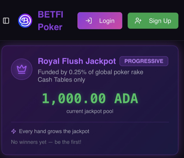 We have just added a Royal Flush Progressive Jackpot and it starts at 1000 $ADA 

Make sure to head to our discord.gg/wmv2XpgjWG &amp; pick up your Pit Boss role for even more giveaways in the future you won't want to miss. 

Please support by ❤️ &amp; 🔄 + Tag Poker Players👪