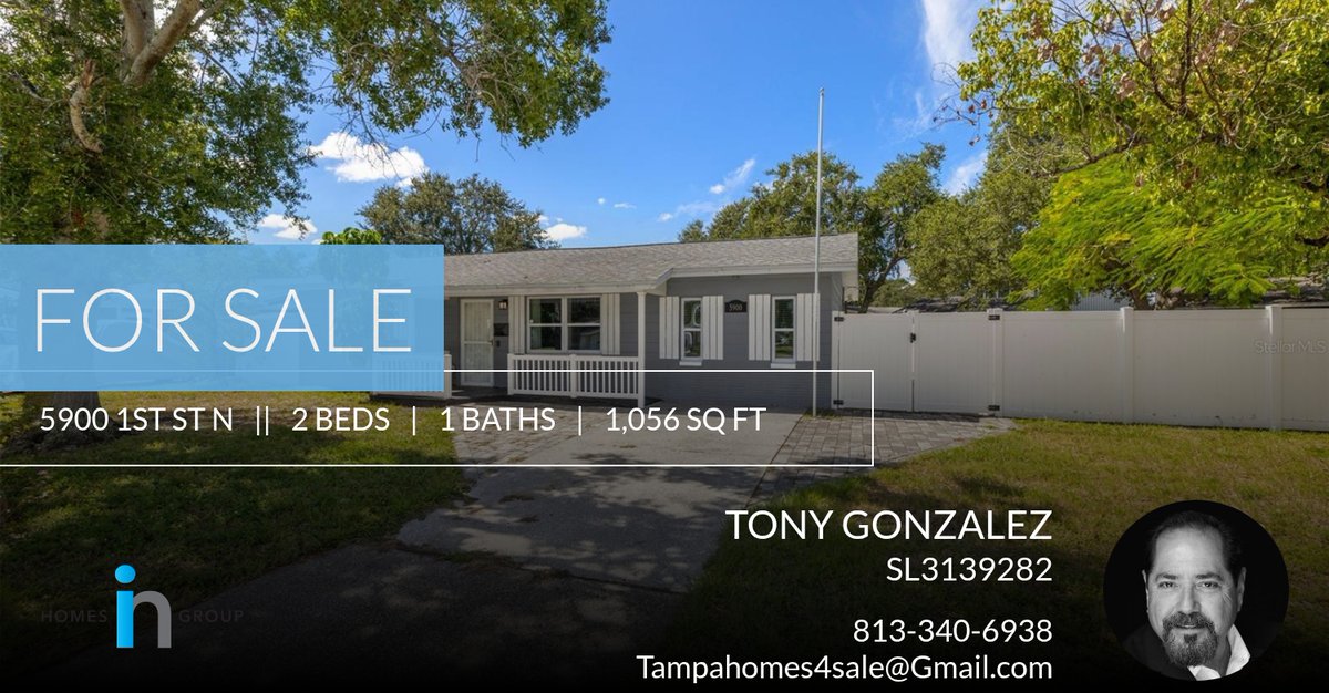 🚨 LOCATION. STYLE. VALUE. — ST. PETE GEM! 🌴✨Please don't hesitate to reach out with any questions! You can reach me at 813-340-6938.

TONY GONZALEZ, MBA, REOS, CDPE
Residential, Bank Owned &amp; Investment Properties
Homes In Rea... homeforsale.at/5900_1ST_ST_N_…