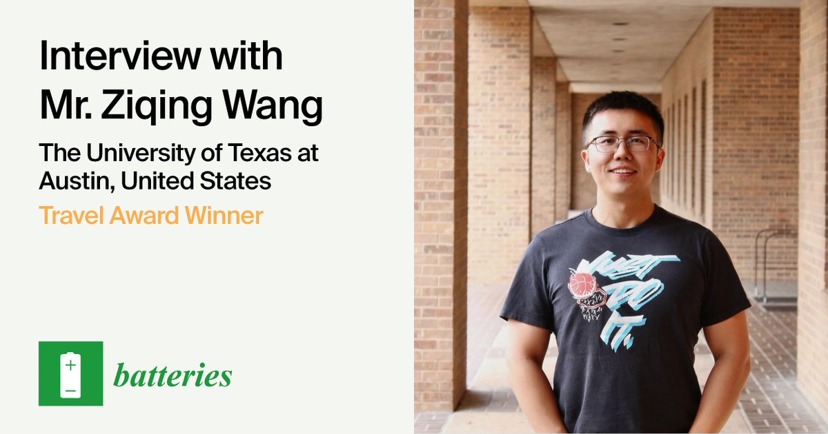 MDPIOpenAccess's tweet image. We are pleased to share an interview with Mr. Ziqing Wang—Winner of the @BatteriesMDPI (ISSN 2313-0105) Travel Award.

See the full interview: brnw.ch/21x0GdC

#MDPI #OpenAccess #Batteries #MDPIAwardWinner