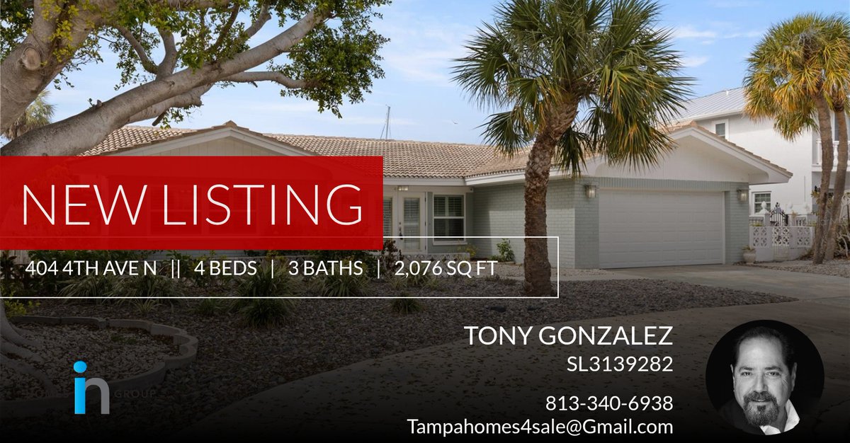 🔥 WATERFRONT LIVING IN TIERRA VERDE! 🌴🚤
MAIN CANAL! 
Welcome to 404 4th Ave N, Tierra Verde

TONY GONZALEZ, MBA, REOS, CDPE
Residential, Bank Owned &amp; Investment Properties
Homes In Realty Group
Cell: 813-340-6938

TONY GON... homeforsale.at/404_4TH_AVE_N_…
