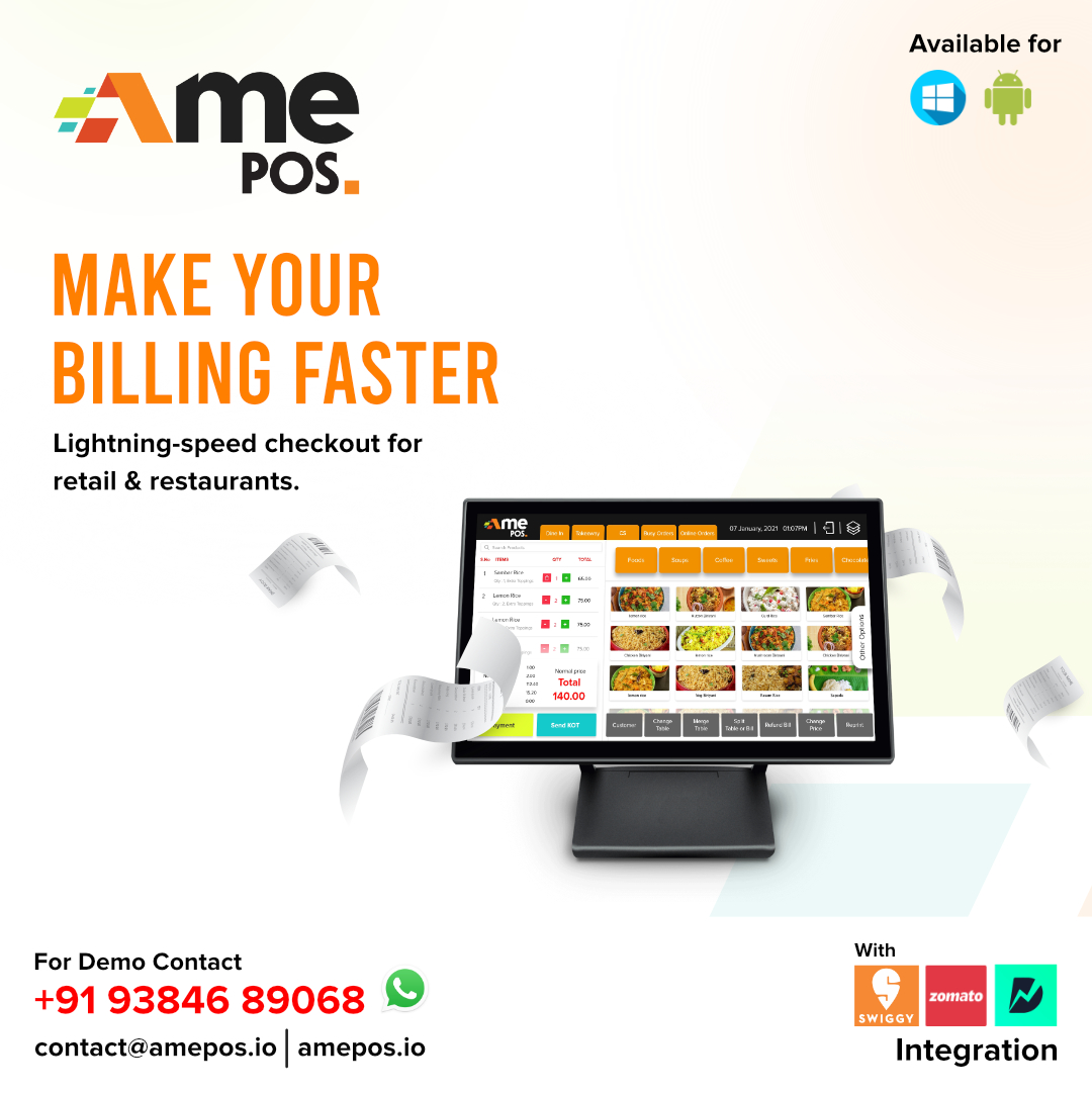 Make Your Billing Faster
Lightning-speed checkout for retail &amp; restaurants. ⚡
Customers walk out happy and satisfied. 😊
Reduce queues during peak hours.
AMEPOS keeps things moving! 🛒
 #AMEPOS #FastCheckout #CustomerExperience #POSSpeed