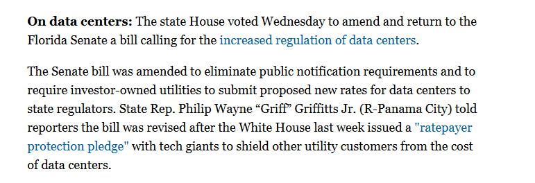RMConservative's tweet photo. What a complete joke. So Florida House rinos are going to rely on a fake paper pledge to enforce an impossible notion that data centers will pay their own way 

And remember, all these people are supporting Donalds. Floridians want a legislature more like the governor, yet instead Byron will give them a governor that is literally in sync with the special interest rinos of the house.