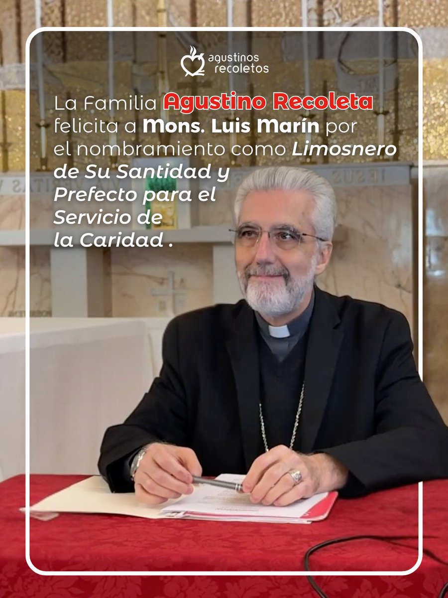 oarecoletos's tweet photo. La familia agustino recoleta felicita a Mons. Luis Marín de San Martín, OSA, nombrado por el Papa León XIV Limosnero de Su Santidad y prefecto del Dicasterio para el Servicio de la Caridad.

Este dicasterio expresa de manera concreta la caridad del Papa hacia los más pobres y vulnerables del mundo. Rezamos por su ministerio en este nuevo servicio a la Iglesia.

#LuisMarín #AgustinosRecoletos #Vaticano #Caridad #PapaLeónXIV