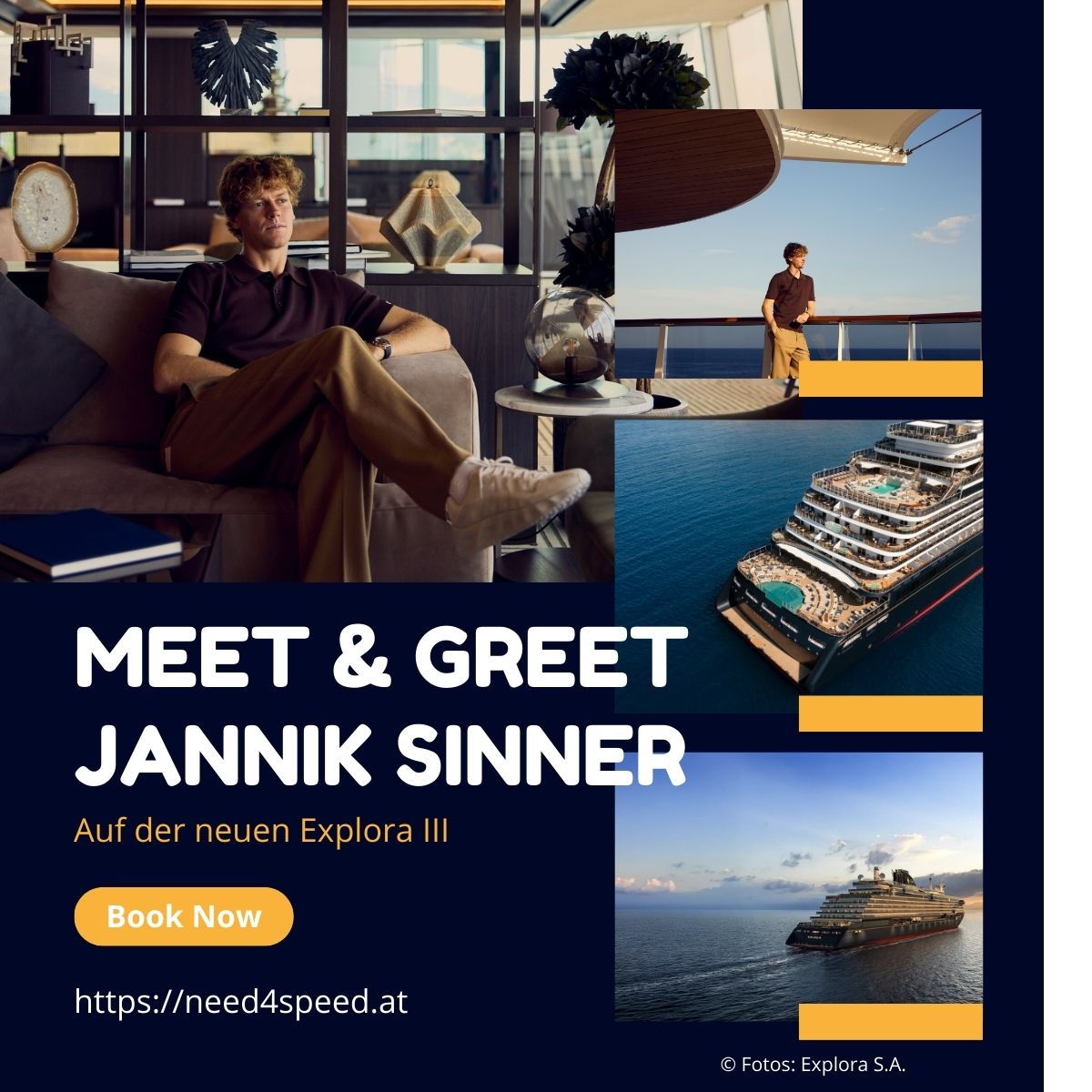 🎾🚢 Tennis trifft Luxus: Kreuzfahrt auf der Explora III mit Jannik Sinner.

Meet &amp; Greets, Einblicke in den Profisport und eine luxuriöse Reise auf hoher See.

👉 Jetzt online buchen:
need4speed.at/Toys-4-Boys/Er…

#ExploraIII #Cruise #JannikSinner #LuxuryTravel