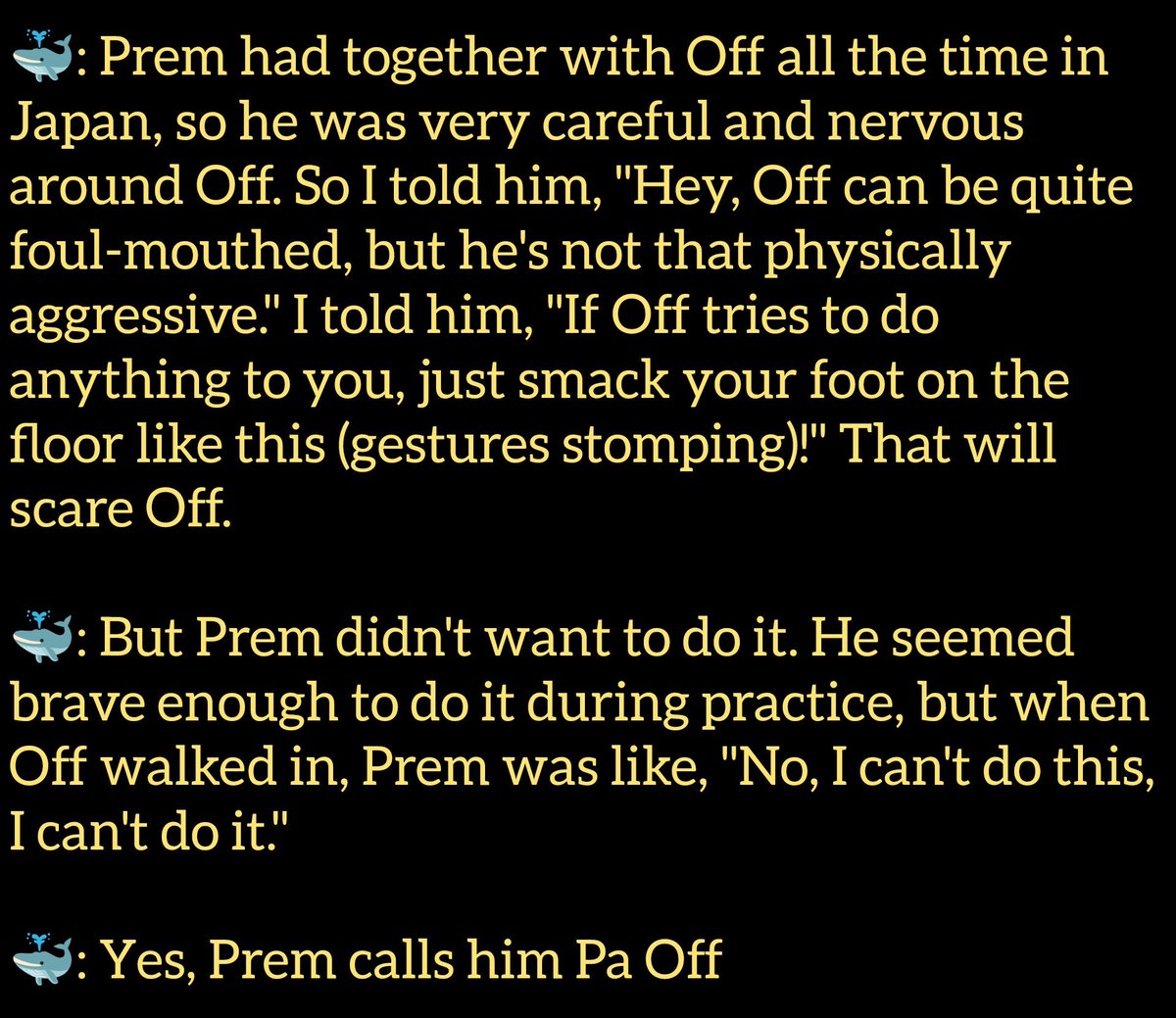 aribeariboo's tweet photo. P'Tay teaches Prem how to be with P'Off 
😃😆

Prem calls P'Off "Pa Off" so adorable 🤏🏻

#Offjumpol #TawanV
#BounPrem #prem_space https://t.co/iFMtbZMBLm https://t.co/trkkGDokUA