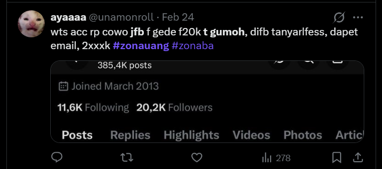 ( Joe, gua ada saran nih siapatau mau minta beliin akun. 2jt aja kayaknya. )