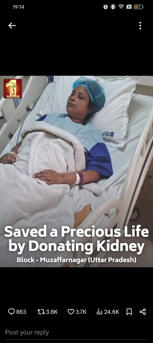 Anami598879's tweet photo. Kidney donation is a humanitarian initiative of the Dera Sacha Sauda aimed at saving the lives of patients with kidney failure. By saint dr gurmeet ram rahim singh ji insan 
#KidneyDonation 
#OrganDonation https://t.co/om3JFJpomd
