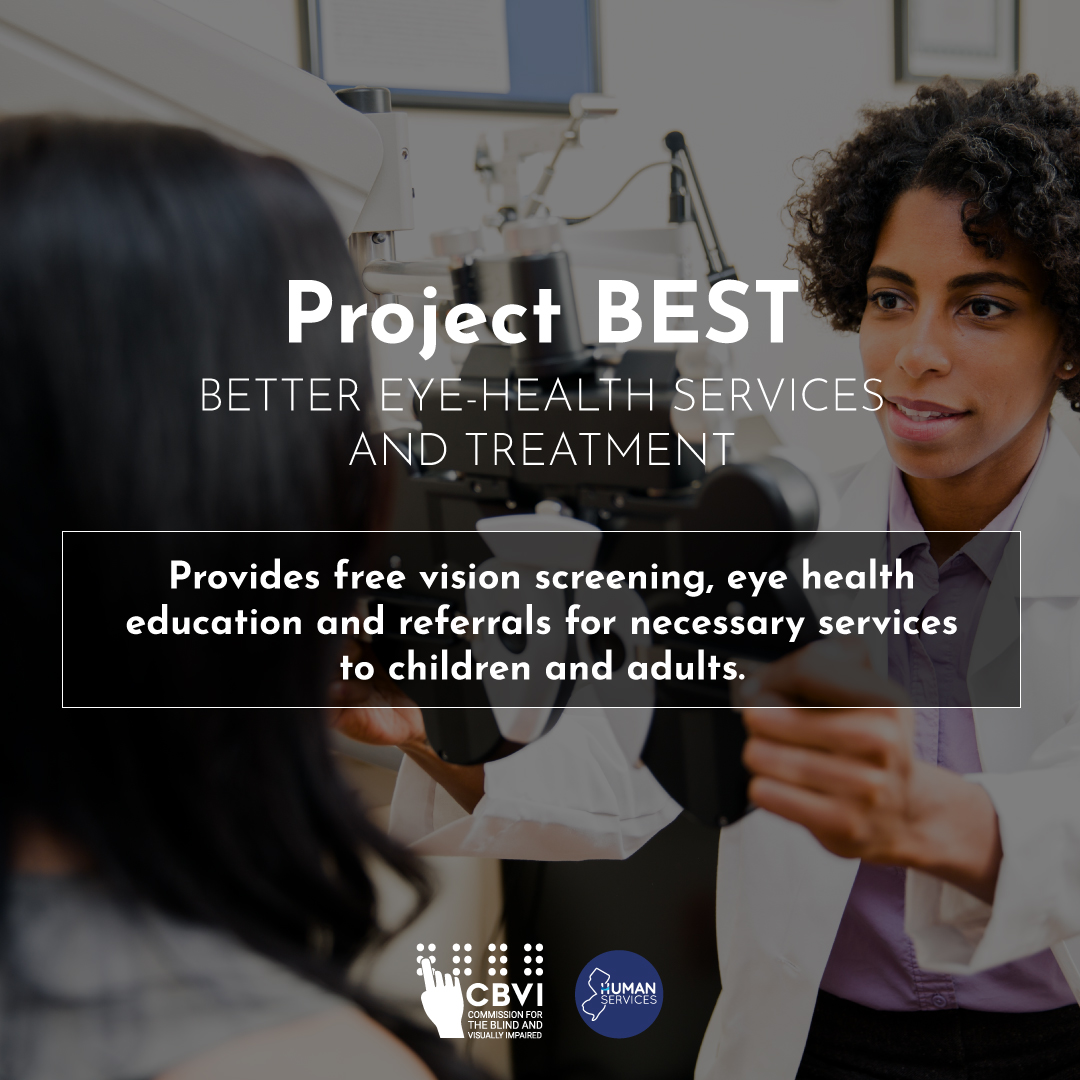 NJDHS's tweet photo. 👁 👁 It’s #WorldGlaucomaDay. CBVI’s #ProjectBEST works to save sight & restore vision whenever it is medically possible. Free eye screenings have continued across NJ at schools, medical ctrs, & other fixed sites. 🔗More info & screening locations here: https://t.co/TS75ykdFok https://t.co/RY6x6rTXfS