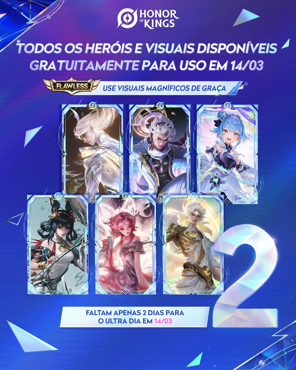HoK_BR's tweet photo. 🎉 Faltam apenas 2 dias para a surpresa do Ultra Dia! 🎁
Entre no jogo em 14/03 para testar todos os heróis e mais de 400 visuais de graça.

Visite o site temático da Temporada 14 para saber mais sobre os benefícios!
https://t.co/qAFRykVqgL

#HonorofKings #HOK #UltraDia https://t.co/WtG6Ivzvxr