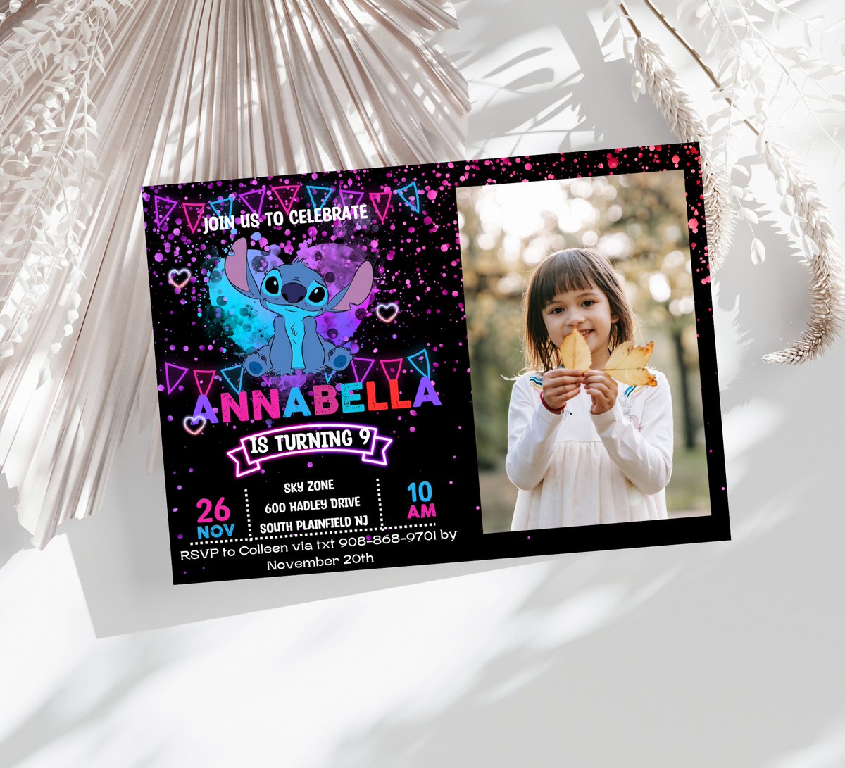 KaterinaKo60588's tweet photo. Stitch Neon Birthday Invitation with Photos | Glow Party Invite |  #StitchBirthday #NeonGlowParty #PokemonPoolParty #CanvaTemplate #GlowInvite #StitchAndLilo #CyberPunkBirthday #KidsNeonParty #PrintableInvitation #OneSterInc #NeonDisco #EditableTemplate https://t.co/qFo4pezdtC https://t.co/R11gqooc2m