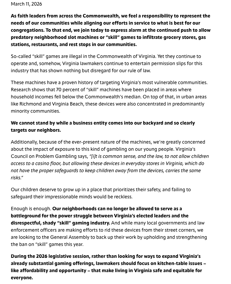 Virginians Against Neighborhood Slot Machines tweet media