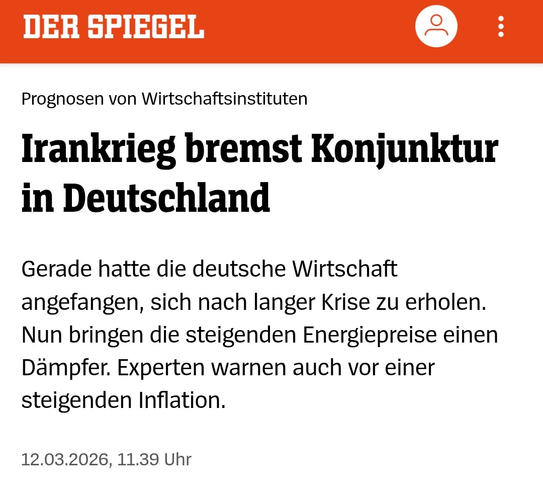 "Irankrieg bremst Konjunktur in Deutschland"

Halt! Stop! Das waren doch die Grünen! Habeck... Özdemir...

🤦‍♂️🤦‍♂️🤦‍♂️