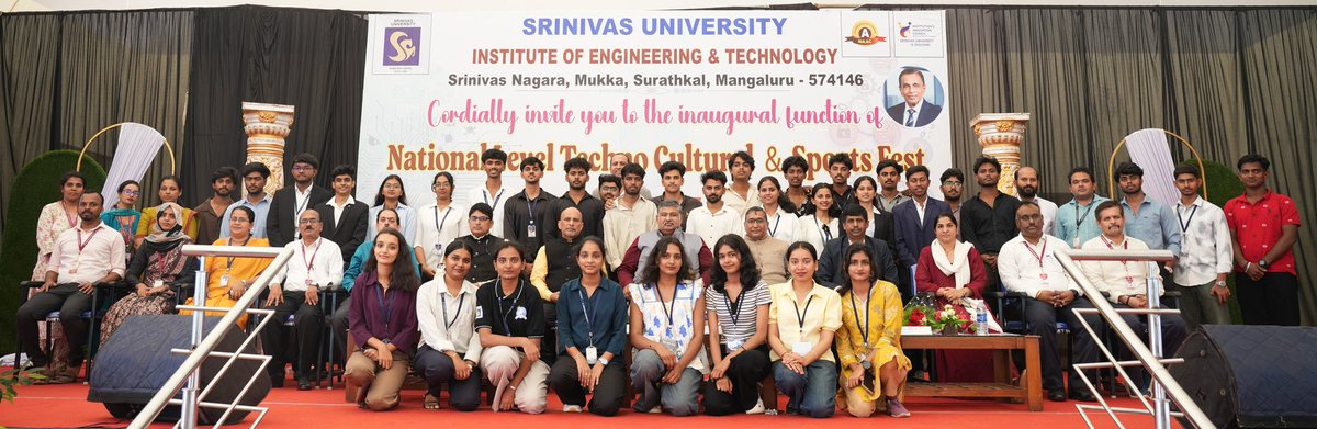 SUIET_Mukka's tweet photo. Srinivas University Institute of Engg &amp; Technology #SUIETMukka organised National level Techno Cultural &amp; Sports Fest #TechYuva26 at Mukka on March 9-10-12 under the guidance of Hon’ble Pro-Chancellor of #SrinivasUniversity, Dr. A. Srinivas Rao.
#TechYuva #TechFest @TechYuva 1/n https://t.co/ehfgluANEw