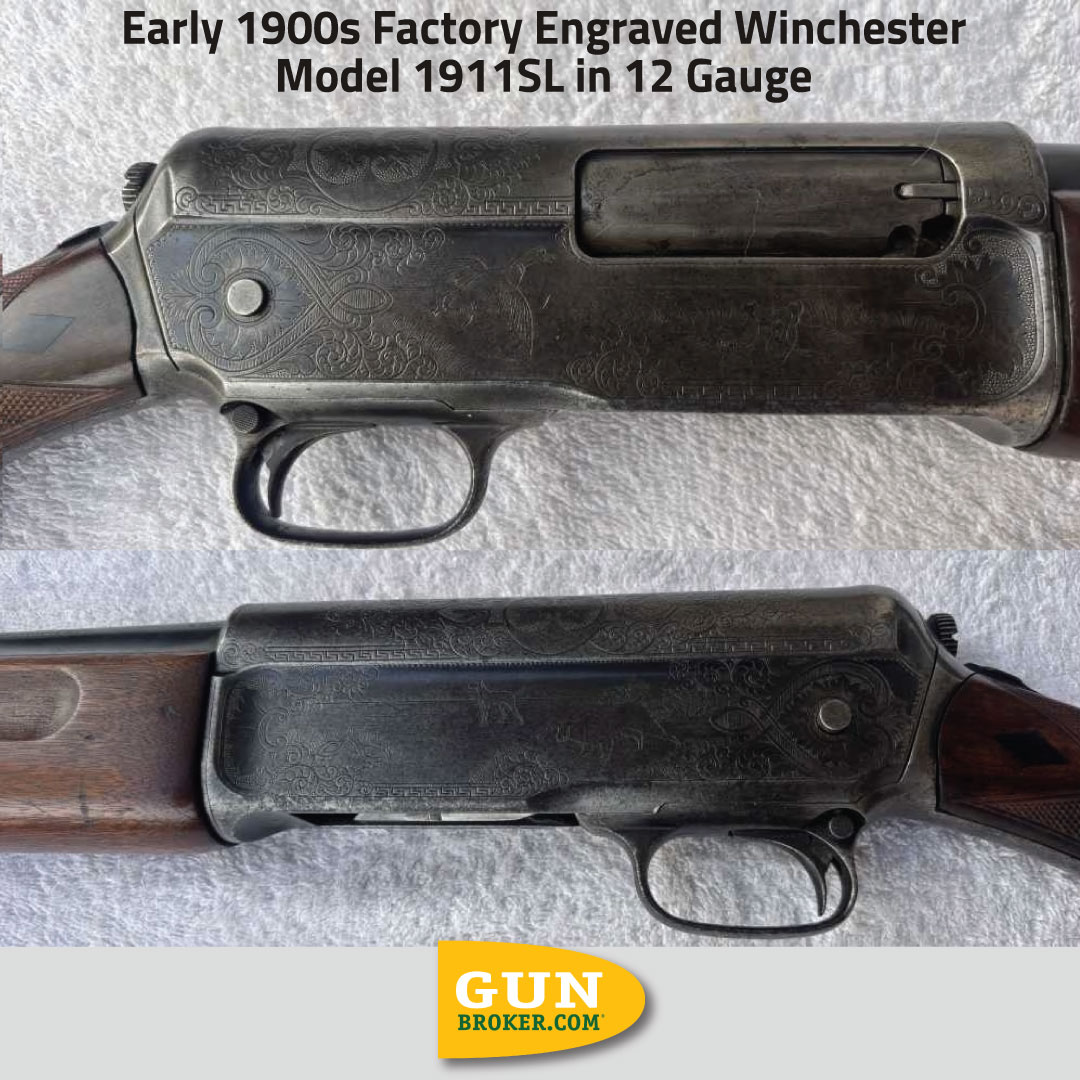 GunBroker's tweet image. ✨ Factory Engraved Winchester Model 1911SL
🔗 Link in bio bit.ly/4uq4n9S
12 Gauge • early 1900s • Winchester’s first self-loading shotgun — now a rare collector piece

💬 Historic collectible or range conversation piece?

#Winchester #Model1911 #GunBroker #GunsDaily